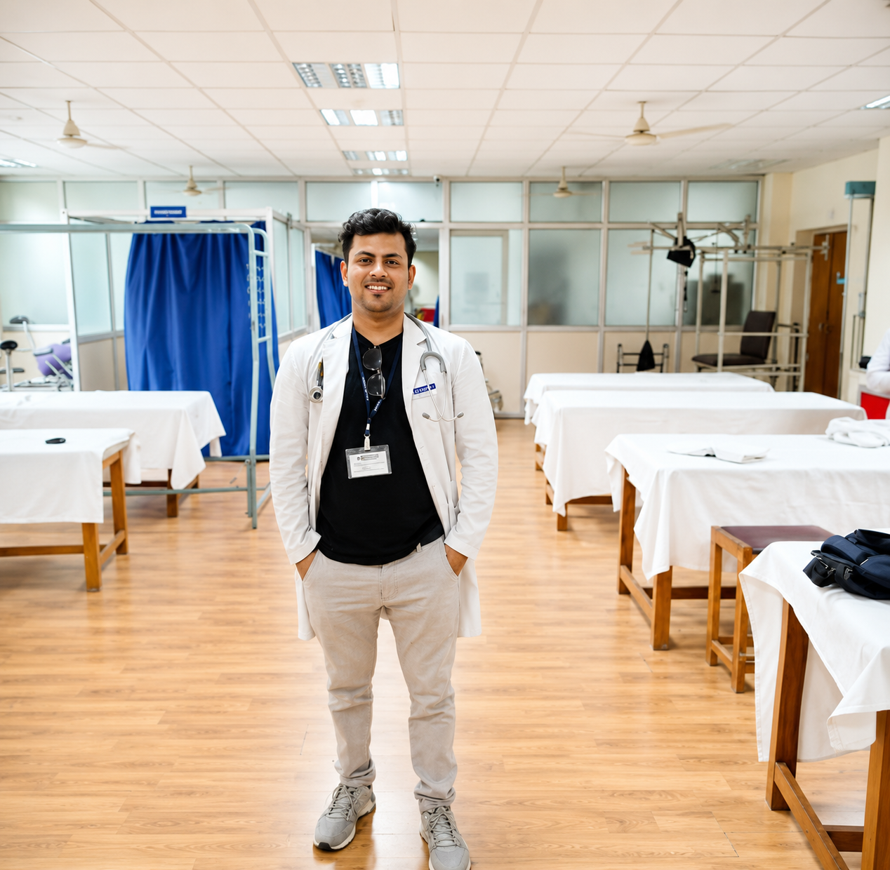 Dr. Vikas Kumar (PT) at his physiotherapy and rehabilitation department in Noida